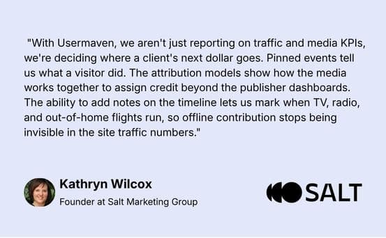 How Salt Marketing Group turned campaign traffic into proven, client-ready conversions with Usermaven