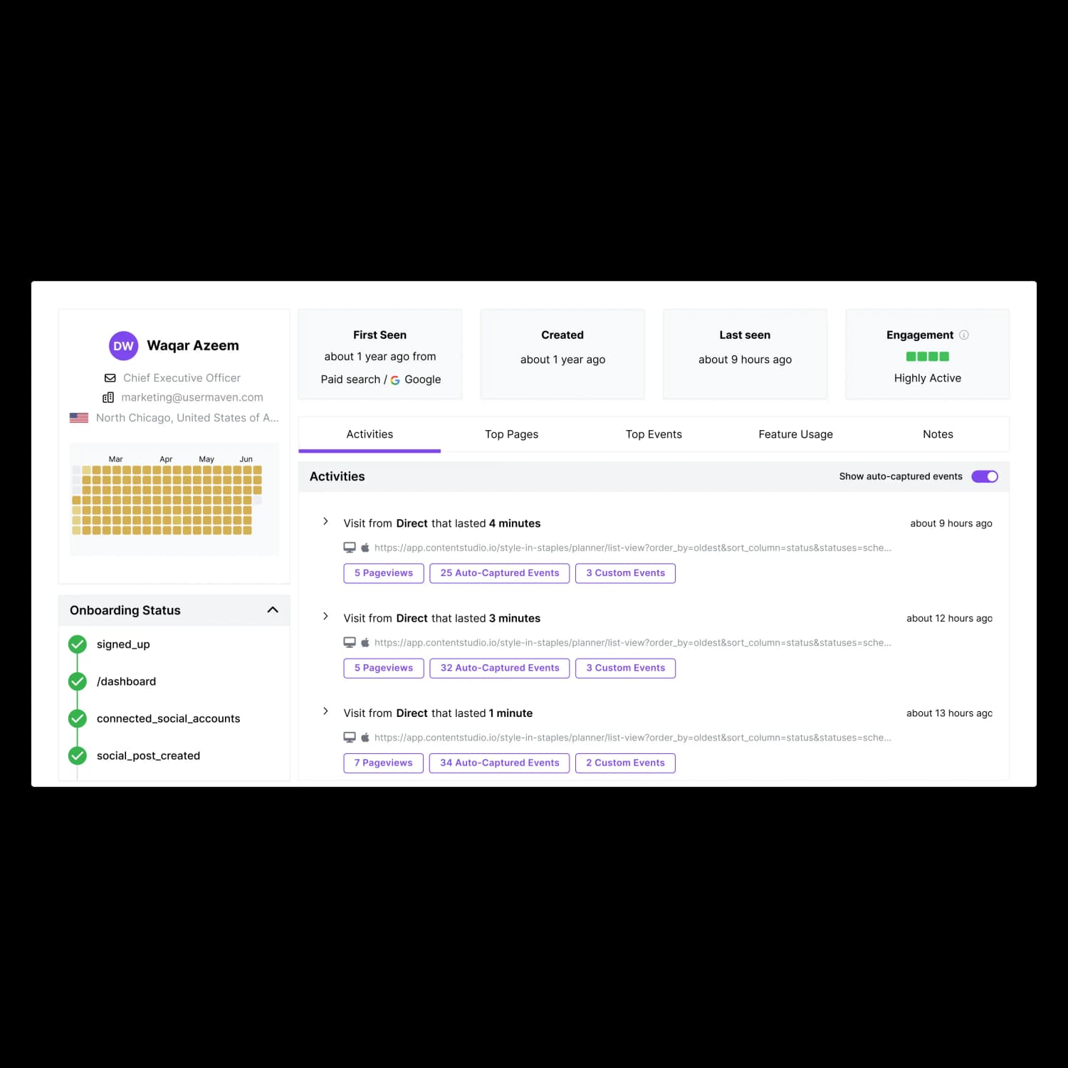 Monitor key actions