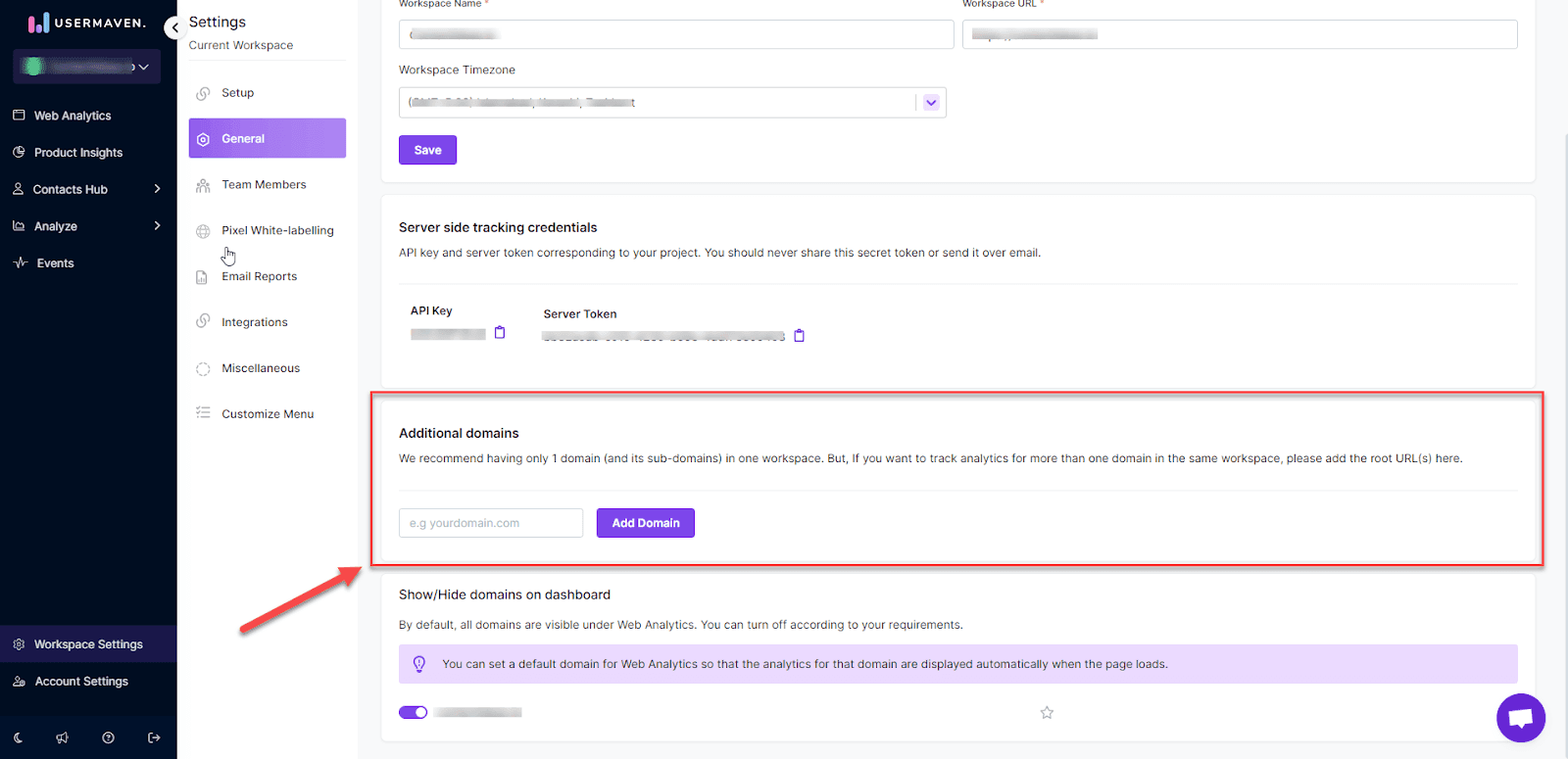 additional domains section