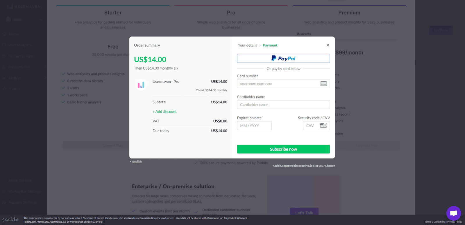 paddle billing details